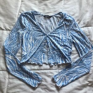 Blue Zebra Stripe Crop Top